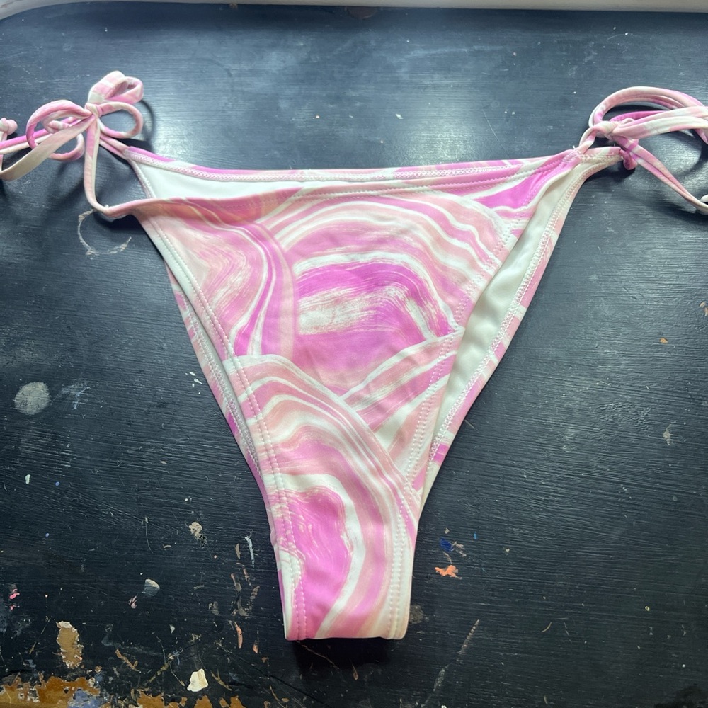 PacSun Pink and White Bikini Bottom